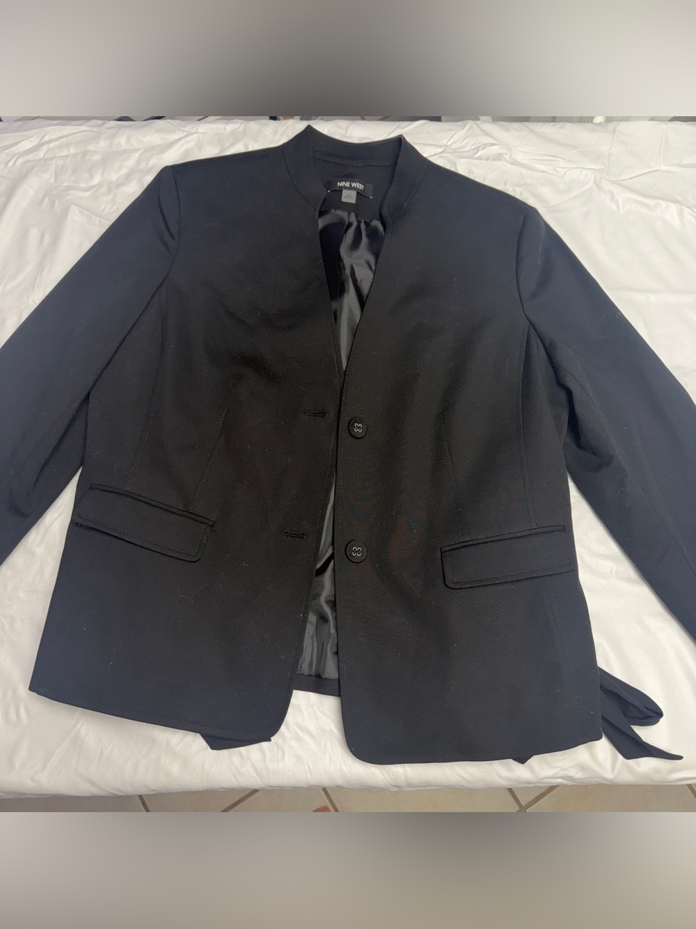 Nine West Black Womens Blazer - Classic Two-Button Ties on the sides